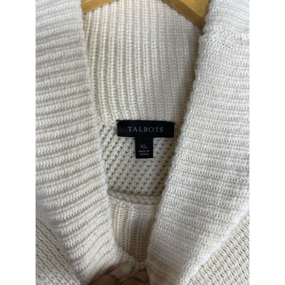 Talbots Womens Cream Cotton Wool Blend Turtleneck Oversized Sweater Sz:XL - Picture 4 of 7